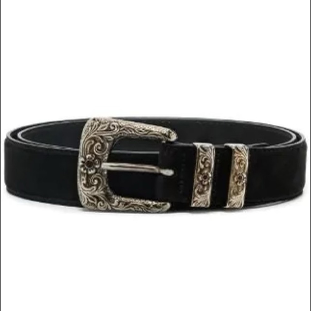 AMIRI men suede engraved buckle belt